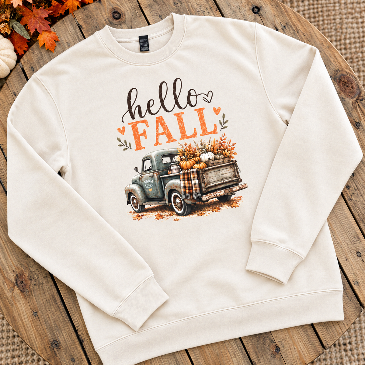 Hello Fall Rustic Truck Sweatshirt